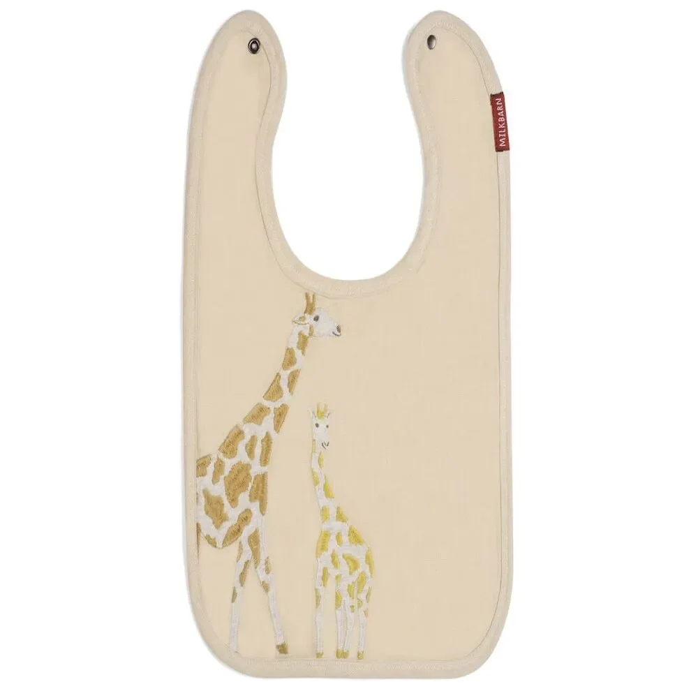Milkbarn Applique Linen Bib - Giraffe